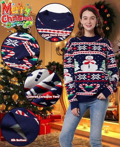 Unisex Ugly Christmas Sweaters Adult Long Sleeve Crewneck Sweaters Funny Top Pullover Xmas Party Family Gatherings in Kuwait