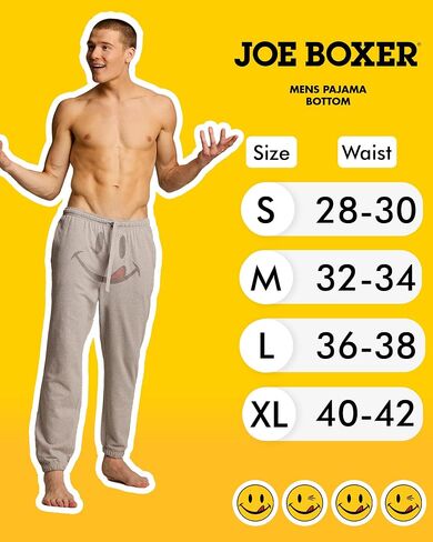 JOE BOXER Smiley Face Mens Pajama Pants, Mens Lounge Pants with Pockets, French Terry Jogger Sweatpants for Men in Saudi Arabia