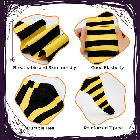 Komorebi 6 Pairs Thigh High Socks Womens Over Knee Thigh Socks Striped Long Socks Warm Boot Socks for Daily/Cosplay in Saudi Arabia