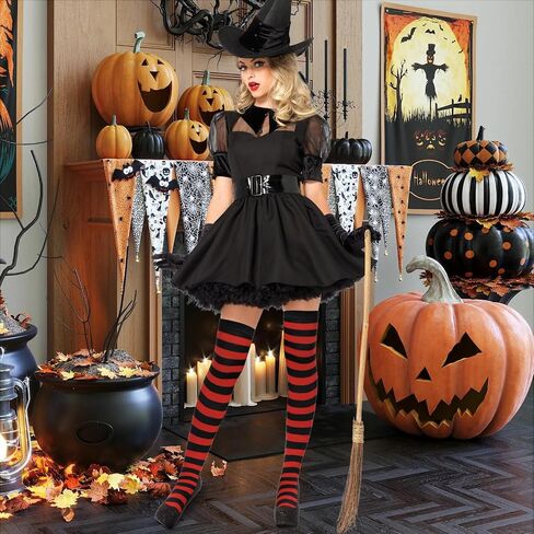 Komorebi 6 Pairs Thigh High Socks Womens Over Knee Thigh Socks Striped Long Socks Warm Boot Socks for Daily/Cosplay in Saudi Arabia