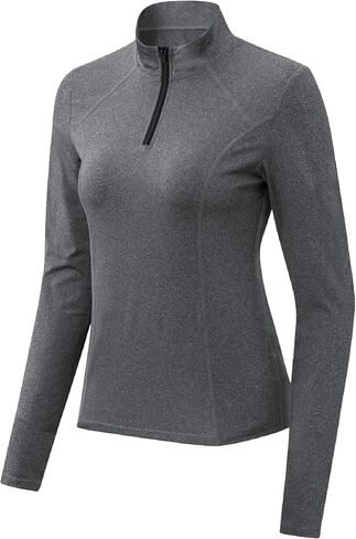 TAISIM Women's Long Sleeve Shirts with Thumb Holes Athletic Workout Hiking Running Shirt 1/4 Zip Pullove in Kuwait