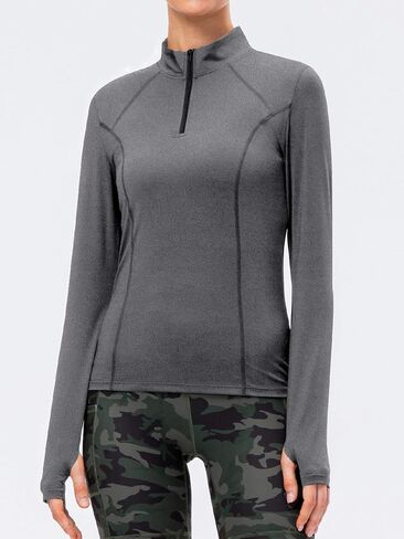 TAISIM Women's Long Sleeve Shirts with Thumb Holes Athletic Workout Hiking Running Shirt 1/4 Zip Pullove in Kuwait