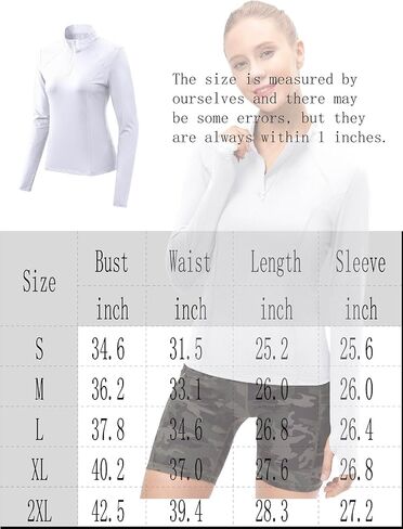 TAISIM Women's Long Sleeve Shirts with Thumb Holes Athletic Workout Hiking Running Shirt 1/4 Zip Pullove in Kuwait