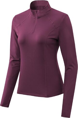 TAISIM Women's Long Sleeve Shirts with Thumb Holes Athletic Workout Hiking Running Shirt 1/4 Zip Pullove in Kuwait
