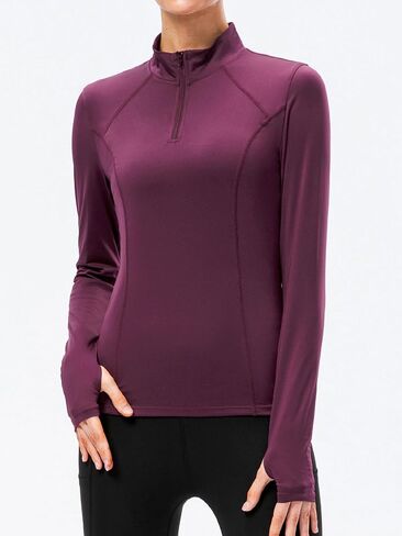 TAISIM Women's Long Sleeve Shirts with Thumb Holes Athletic Workout Hiking Running Shirt 1/4 Zip Pullove in Kuwait