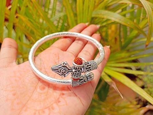 Rudraksha Om Damru Trishul Cuff Bracelet for Men's Bahubali Kada,Indian Traditional Kada/cuff Bracelet in Saudi Arabia