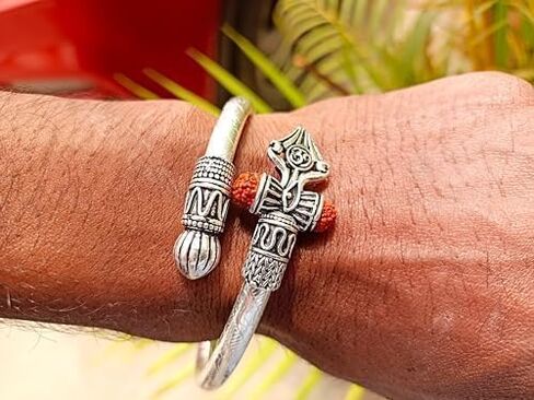 Rudraksha Om Damru Trishul Cuff Bracelet for Men's Bahubali Kada,Indian Traditional Kada/cuff Bracelet in Saudi Arabia