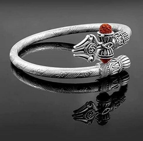 Rudraksha Om Damru Trishul Cuff Bracelet for Men's Bahubali Kada,Indian Traditional Kada/cuff Bracelet in Saudi Arabia