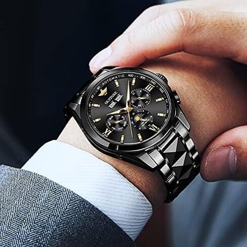 OUPINKE Men's Luxury Watches Automatic Mechanical Unique Tonneau Sapphire Crystal Tungsten Steel Date Waterproof Luminous Dress Wrist Watches in Saudi Arabia