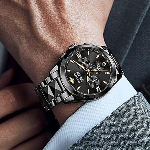OUPINKE Men's Luxury Watches Automatic Mechanical Unique Tonneau Sapphire Crystal Tungsten Steel Date Waterproof Luminous Dress Wrist Watches in Saudi Arabia