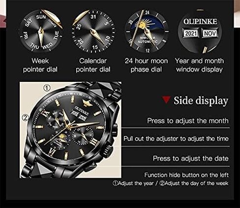 OUPINKE Men's Luxury Watches Automatic Mechanical Unique Tonneau Sapphire Crystal Tungsten Steel Date Waterproof Luminous Dress Wrist Watches in Saudi Arabia