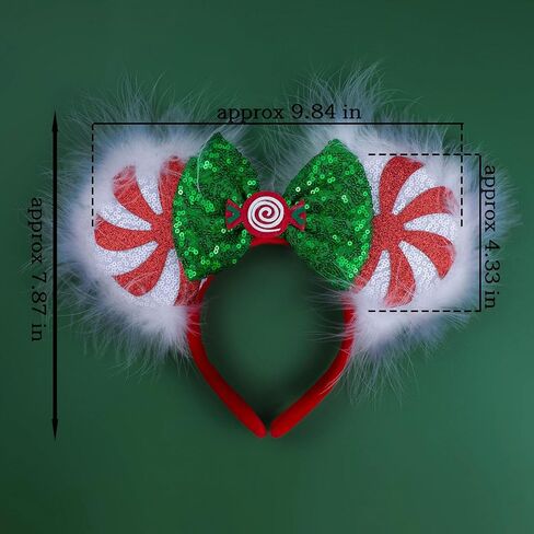 JIAHANG عيد الميلاد LED فلاش ماوس الأذن عقال، مصاصة تضيء فروي حواف الترتر القوس Hairband، متوهجة مهرجان حزب الديكور زي أغطية الرأس للنساء الفتيات in Kuwait