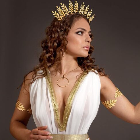 ويلبوند 15 قطعة من إكسسوارات أزياء الآلهة اليونانية للنساء توغا أوراق ذهبية لحفلات الزفاف على شكل تاج وسوار من اللؤلؤ ودبابيس الشعر in Saudi Arabia