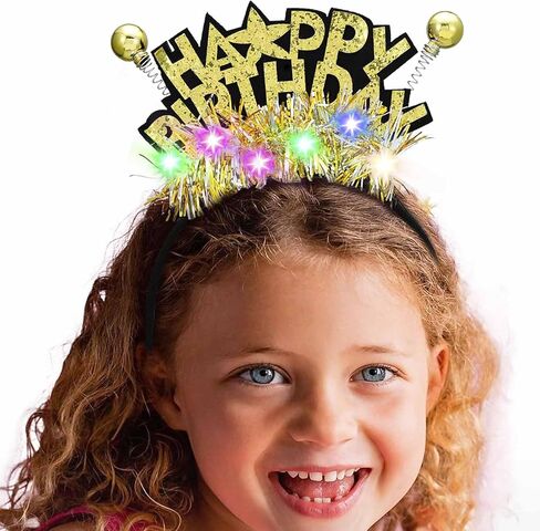 Acenail Light Up Happy Birthday Headband LED Birthday Crown Birthday Decorations Birthday Hair Accessories for Women Girls in Kuwait