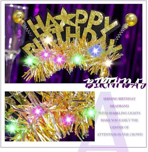 Acenail Light Up Happy Birthday Headband LED Birthday Crown Birthday Decorations Birthday Hair Accessories for Women Girls in Kuwait