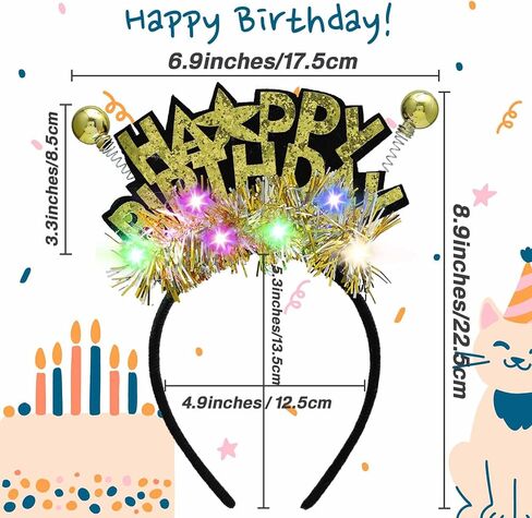 Acenail Light Up Happy Birthday Headband LED Birthday Crown Birthday Decorations Birthday Hair Accessories for Women Girls in Kuwait