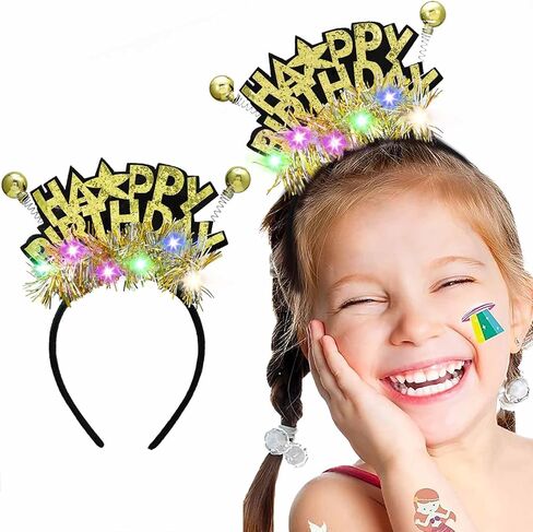 Acenail Light Up Happy Birthday Headband LED Birthday Crown Birthday Decorations Birthday Hair Accessories for Women Girls in Kuwait