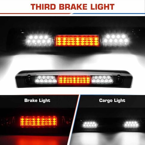 ILONPA (3 Pack) LED Rear Light Assembly + 3rd Brake Lamp Fits 02-06 Dodge Ram 1500, 03-06 Ram 2500 3500, Chrome Clear Lens, Fit Factory Incandescent Models in Saudi Arabia