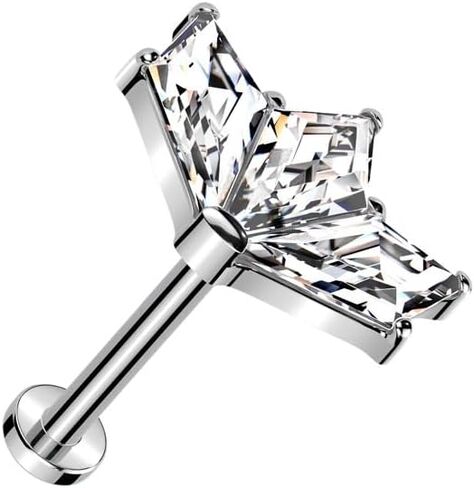 Pierced Owl 18GA ASTM F-136 Implant Grade Titanium Threadless Push-In CZ Crystal Fan Top Flat Back Stud in Saudi Arabia
