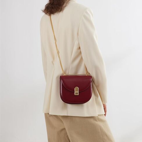 LA'FESTIN Small Leather Shoulder Bag For Women: Crossbody Purse With Chain Strap, Classic Lady Cross Body Bag, Women's Bag (Red) in Saudi Arabia