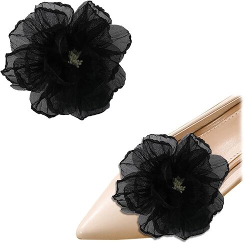 2 Pcs Rose Flower Shoe Clips Detachable Wedding Shoe Embellishment 3D DIY Shoe Accessories for Ladies Flats Pumps in Saudi Arabia