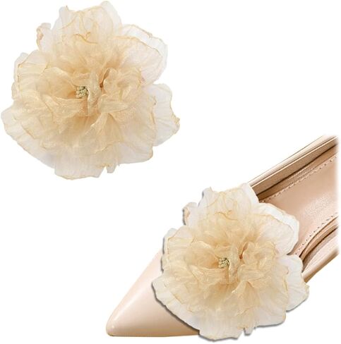 2 Pcs Rose Flower Shoe Clips Detachable Wedding Shoe Embellishment 3D DIY Shoe Accessories for Ladies Flats Pumps in Saudi Arabia
