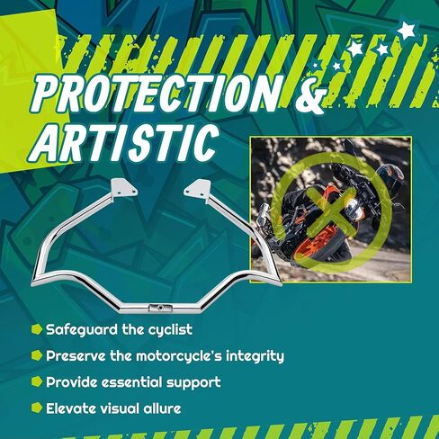 MoKitDora Dyna Engine Guard Meathook Highway Crash Bar 1.25" Fat for Harley 2006-2017 Street Bob FXDB Fat Bob FXDF Low Rider FXDL FXDWG FXDC Models, Chrome in Kuwait