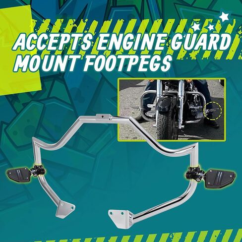 MoKitDora Dyna Engine Guard Meathook Highway Crash Bar 1.25" Fat for Harley 2006-2017 Street Bob FXDB Fat Bob FXDF Low Rider FXDL FXDWG FXDC Models, Chrome in Kuwait