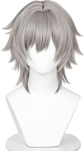 Short Grey Wig for Trailblazer Cosplay, Heat-resistant Synthetic Fluffy Hair Wig + Wig Cap for Game Honkai Star Rail in Kuwait