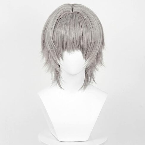 Short Grey Wig for Trailblazer Cosplay, Heat-resistant Synthetic Fluffy Hair Wig + Wig Cap for Game Honkai Star Rail in Kuwait