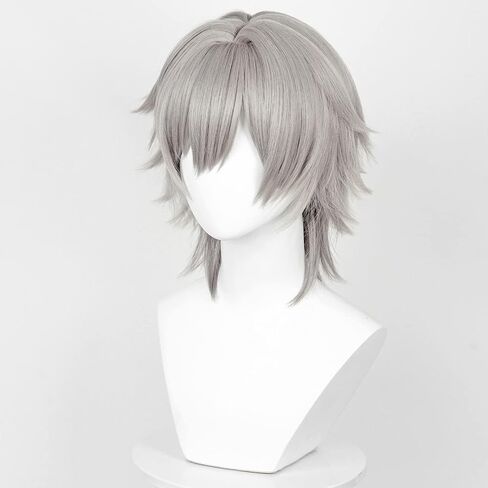 Short Grey Wig for Trailblazer Cosplay, Heat-resistant Synthetic Fluffy Hair Wig + Wig Cap for Game Honkai Star Rail in Kuwait