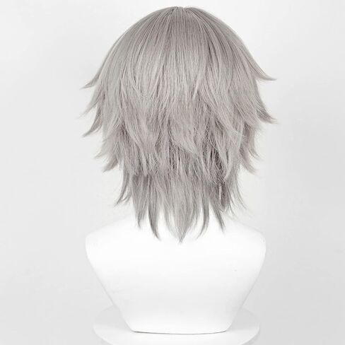 Short Grey Wig for Trailblazer Cosplay, Heat-resistant Synthetic Fluffy Hair Wig + Wig Cap for Game Honkai Star Rail in Kuwait