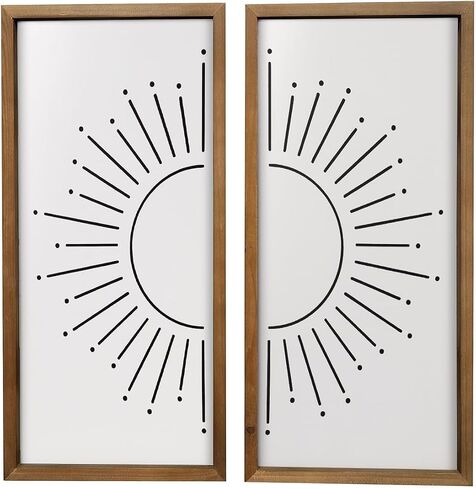 flangairy Sun Wall Art, 21x10 inchs Wooden Boho Sunshine Framed Wall Decor, Minimalist Sunrise Artwork, Living Room Bedroom Bathroom Nursery Office Home Decorations, Black in Saudi Arabia