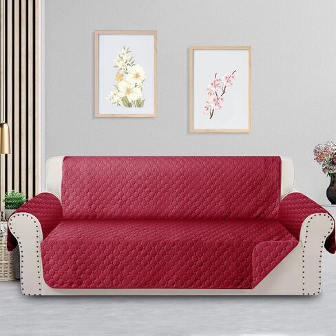 Waterproof Sofa Cover Non-Slip Couch Cover for 3 Cushion Cover Furniture Protector for Dogs Pets Washable Couch Cover Protector Sofa Slipcovers(Oversized Sofa, Red) in Saudi Arabia