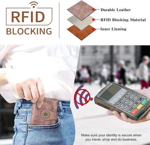 SENDEFN Small Wallets for Women Bifold RFID Blocking Leather Card Holder Compact Wallet with Zipper Coin Pocket in Kuwait