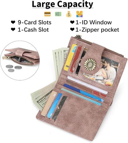 SENDEFN Small Wallets for Women Bifold RFID Blocking Leather Card Holder Compact Wallet with Zipper Coin Pocket in Kuwait