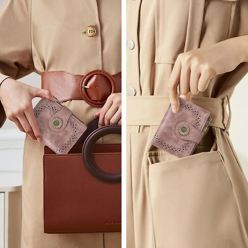 SENDEFN Small Wallets for Women Bifold RFID Blocking Leather Card Holder Compact Wallet with Zipper Coin Pocket in Kuwait