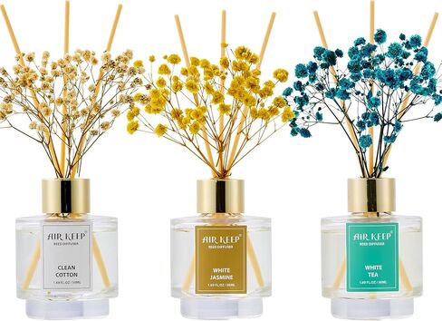 Airkeep Reed Diffuser Set of 3, Ocean Breeze Sweet Orange Cashmere Vanilla Oil Reed Diffusers for Bedroom Living Room Office Aromatherapy Oil Reed Diffuser for Gift 50ml x 3 in Kuwait