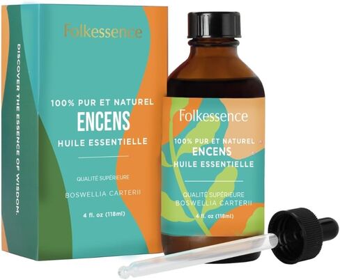 Folkulture Frankincense Essential Oil Organic - 4 Fl Oz - 100% Pure, Natural Frankenstein Oil Essential Oil for Skin, Premium Grade with Glass Dropper, Oil for Pain, Aromatherapy in Saudi Arabia