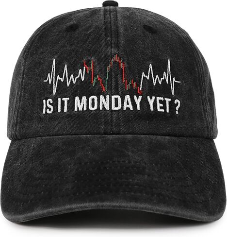 InnoBeta Stock Market Gifts for Men and Women, Funny Gifts for Stock Traders on Birthday and Christmas, Adjustable Vintage Baseball Cap Washed Cotton Embroidered Hat, is it Monday Yet in Saudi Arabia