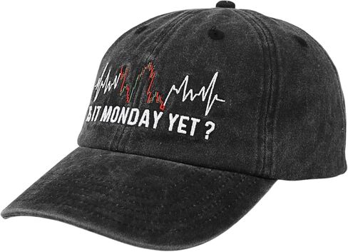 InnoBeta Stock Market Gifts for Men and Women, Funny Gifts for Stock Traders on Birthday and Christmas, Adjustable Vintage Baseball Cap Washed Cotton Embroidered Hat, is it Monday Yet in Saudi Arabia