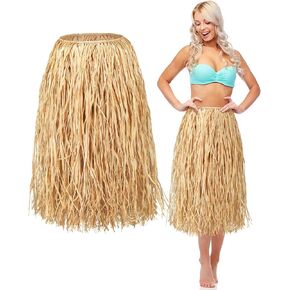 Giegxin Natural Raffia Grass Skirts Tropical Luau Hula Skirt for Adults Women Men Hawaiian Skirt for Party Costume Beach