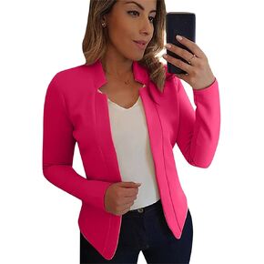 BOFETA Women Lightweight Long Sleeve Blazer Casual Open Front Business Blazer Notched Collar Slim Work Office Blazer