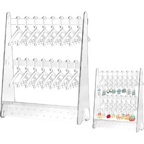 BBTO Earring Hangers Holder Organizer Mini Earring Necklace Coat Hanger Acrylic Rack Jewelry Stand Earring Display Stand for Women Ear Stud for Mother's Gift(Triangular,Transparent)