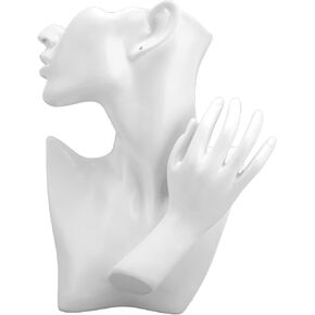 YUYTE Mannequin Bust Stand Organizer White Resin Jewelry Mannequin Display Set Bracelet Earring Necklace Ring Display Stand for Shop