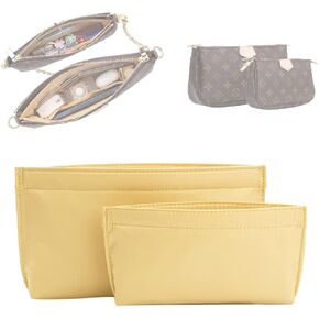 Purse Organizer Insert, Premium Nylon Bag organizer with zipper, bag in bag Liner Shaper Compatible for L-V Multi Pochette Accessories