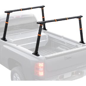 Universal Truck Ladder Rack, Aluminum Ladder Rack for Pickup,Adjustable Length&Hight, Truck Bed Rack 2 Bar Set for Kayak, Surfboard, Lumber, Ladder(1000LBS Capacity