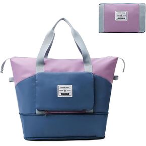 Lightweight Women's Folding Travel Bag - Waterproof Weekender Tote for Easy Storage and Organization, Carry on Bags for Airplanes, Hospital Bag (Light Purple)