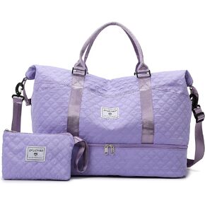 Weekender Travel Bag with Compartments and Makeup bag - Stylish and Versatile Duffel Bag for Gym, Travel, and Hospital (Beige)