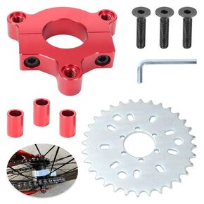 CNC Adapter 32T Sprocket for 1"/1.5"(25mm/38mm) 80cc Motorized Bicycle 415 Chain Replacement Parts for 49cc 50cc 60cc 66cc 80cc 2 Stroke Engine Red